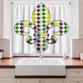 thumbnail image 2 of Ambesonne Mardi Gras Kitchen Curtains, Lily Vintage, 55"x39", Purple Green Yellow, 2 of 3