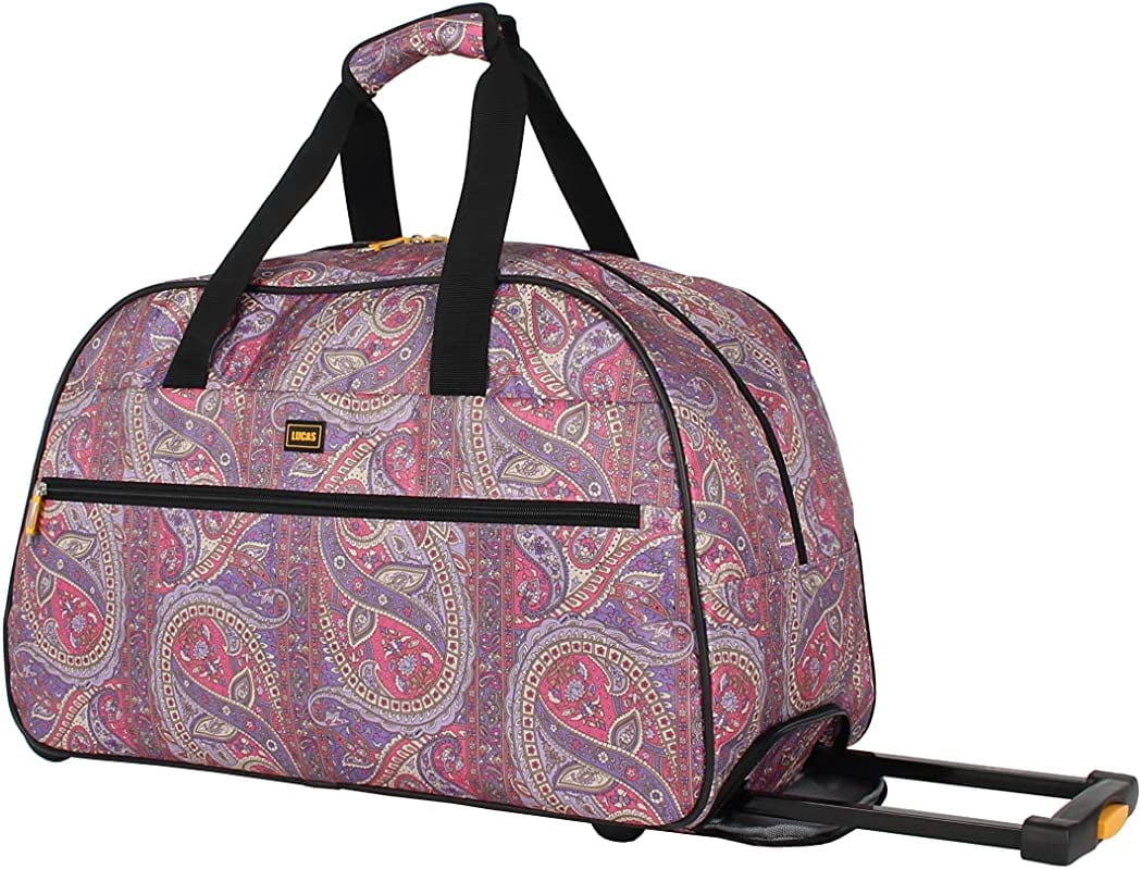 Happyyeah Designer Carry On Luggage Collection - Lightweight Pattern 22 Inch Duffel Bag- Weekender Overnight Business Travel Suitcase with 2- Rolling Spinner Wheels (SEA FORM) (PAISLEY)