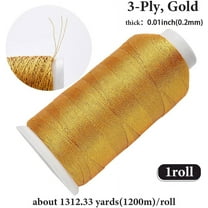 1312 Yards 0.2MM 3Ply Gold Metallic Sewing Thread Nylon Embroidery Machine Thread Shimmer Christmas Glitter String with Spool for Computerized Sewing Jewelry Making Crafts Hanging Decorative