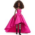 thumbnail image 1 of Vestido largo fucsia de muñeca Barbie en tafetán para adultos HBX96, 1 of 6