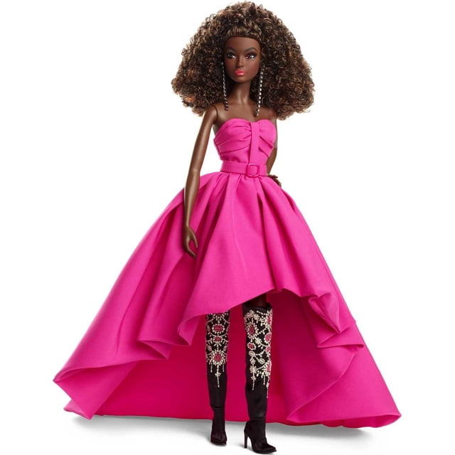 Vestido largo fucsia de muñeca Barbie en tafetán para adultos HBX96