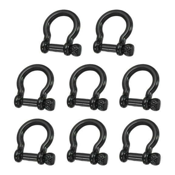 8Pcs Screw in Shackles, 8.5mm Zinc Alloy D-Ring Anchor Shackle,Black