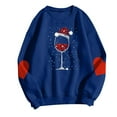 thumbnail image 3 of Christmas Sweatshirt Women Wine Glass Santa Hat Graphic Pullover Long Sleeve Casual Crewneck Holiday Tops, 3 of 3