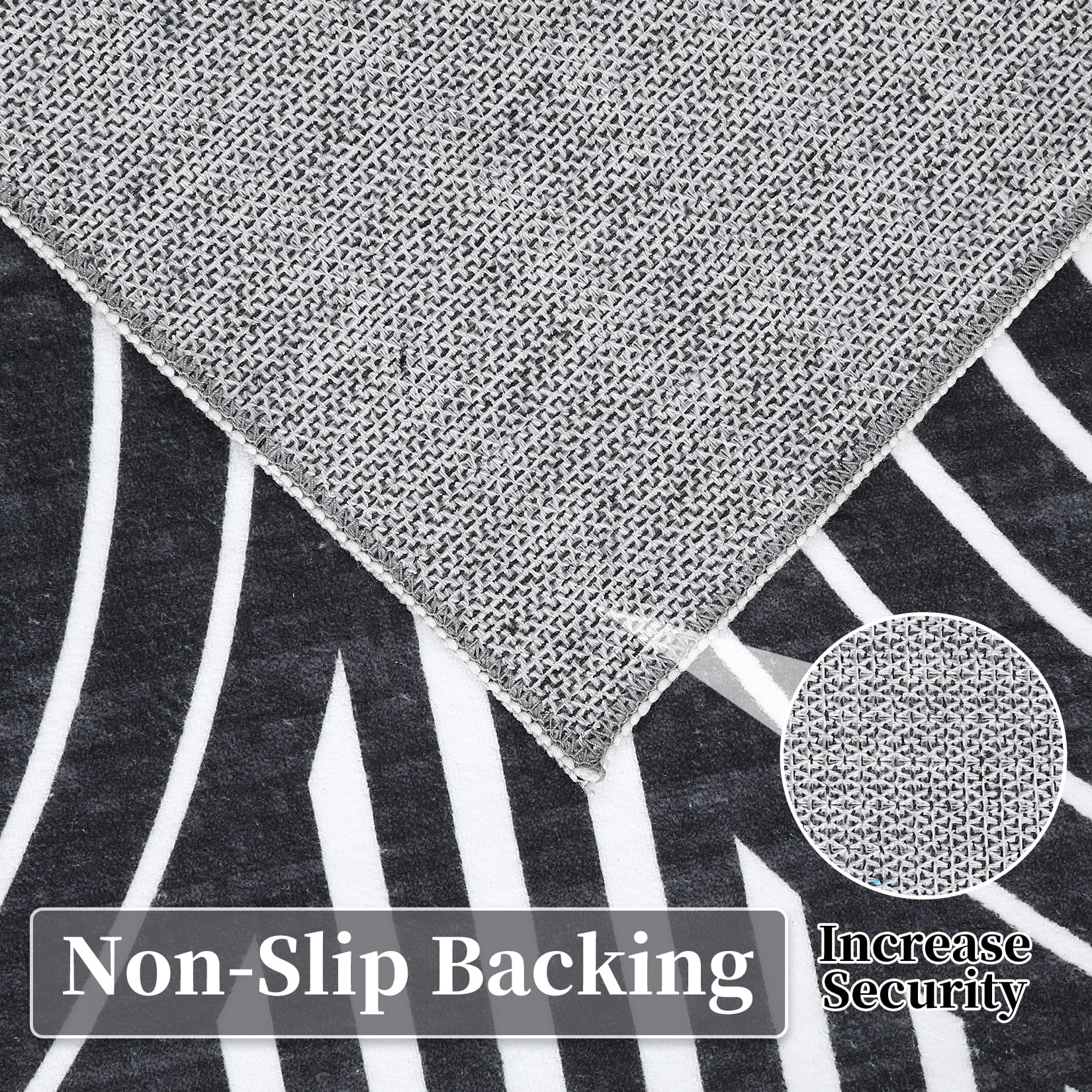 HOMERRY 8' x 10' Living Room Rug Washable Rug Large Modern Area Rugs for Bedroom Thin Rug Contemporary Black Lines Print Accent Rug