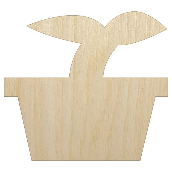 Plant Sprout Gardening Solid Wood Shape Unfinished Piece Cutout Craft DIY Projects - 4.70 Inch Size - 1/8 Inch Thick