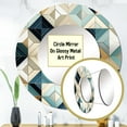 thumbnail image 3 of Designart "Time-Worn Charm In Beige Vintage Tiles" Geometric Teal Large Round Mirror - Round Bedroom Mirror Wall Decor - Modern Round Printed Mirror - 36" x 36", 3 of 6