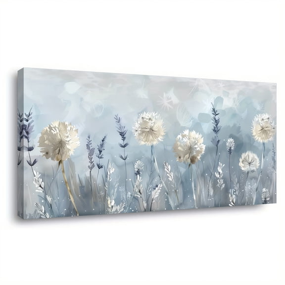 48x24 Inch Framed Canvas Print Dandelion Field Art Wall Decor for Living Room Bedroom Home Decor Modern Abstract Floral Painting