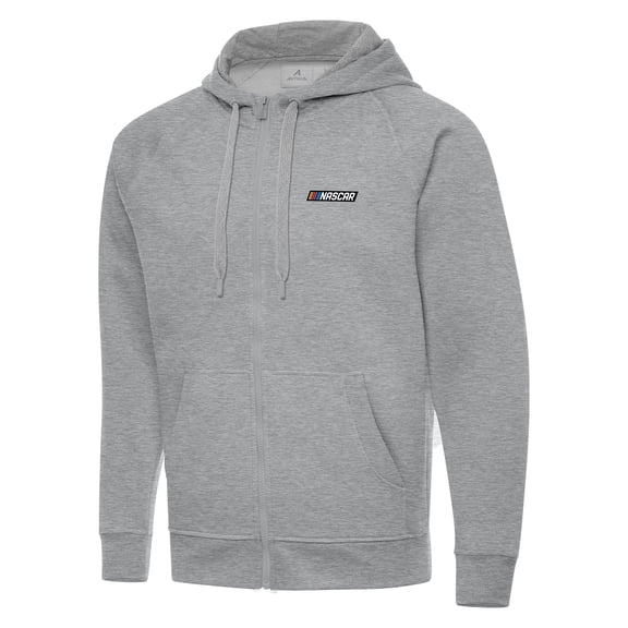 Men's-Antigua Heather Gray NASCAR Merchandise Full-Zip Hoodie