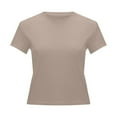 thumbnail image 4 of Vetement Femme ete 2025 Women's Casual Basic Going Out Crop Tops Slim Fit Short Sleeve Crew Neck Tight T Shirts 2025 Lightweight Workout Shirts Women Pack of T Women Large Short Long Sleeved S S, 4 of 5