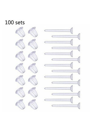 Clear Earrings For Sports, 400Pcs 18g Plastic Earrings For Sensitive Ears, Clear  Stud Earrings for Work with Solid Plastic Posts and Soft Rubber Earring  Backs in 2 Organizer Box 4mm Flat-Head Clear