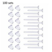 HPDDIN 100 Sets Plastic Earring Posts & Backs Hypoallergenic Stud Earrings for Sensitive Ears Clear Invisible Sport Earrings