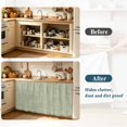 thumbnail image 3 of Sage Green Sink Skirt for Bathroom, Self-Adhesive Under Sink Curtain, Rustic Farmhouse Linen Texture Hide Pipes & Storage Fabric Cabinet Skirt Cover for Kitchen Laundry 32"x55", 3 of 8