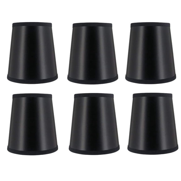 Black with Gold Interior 4 Inch Barrel Drum Clip On Chandelier Shades (set of 6)