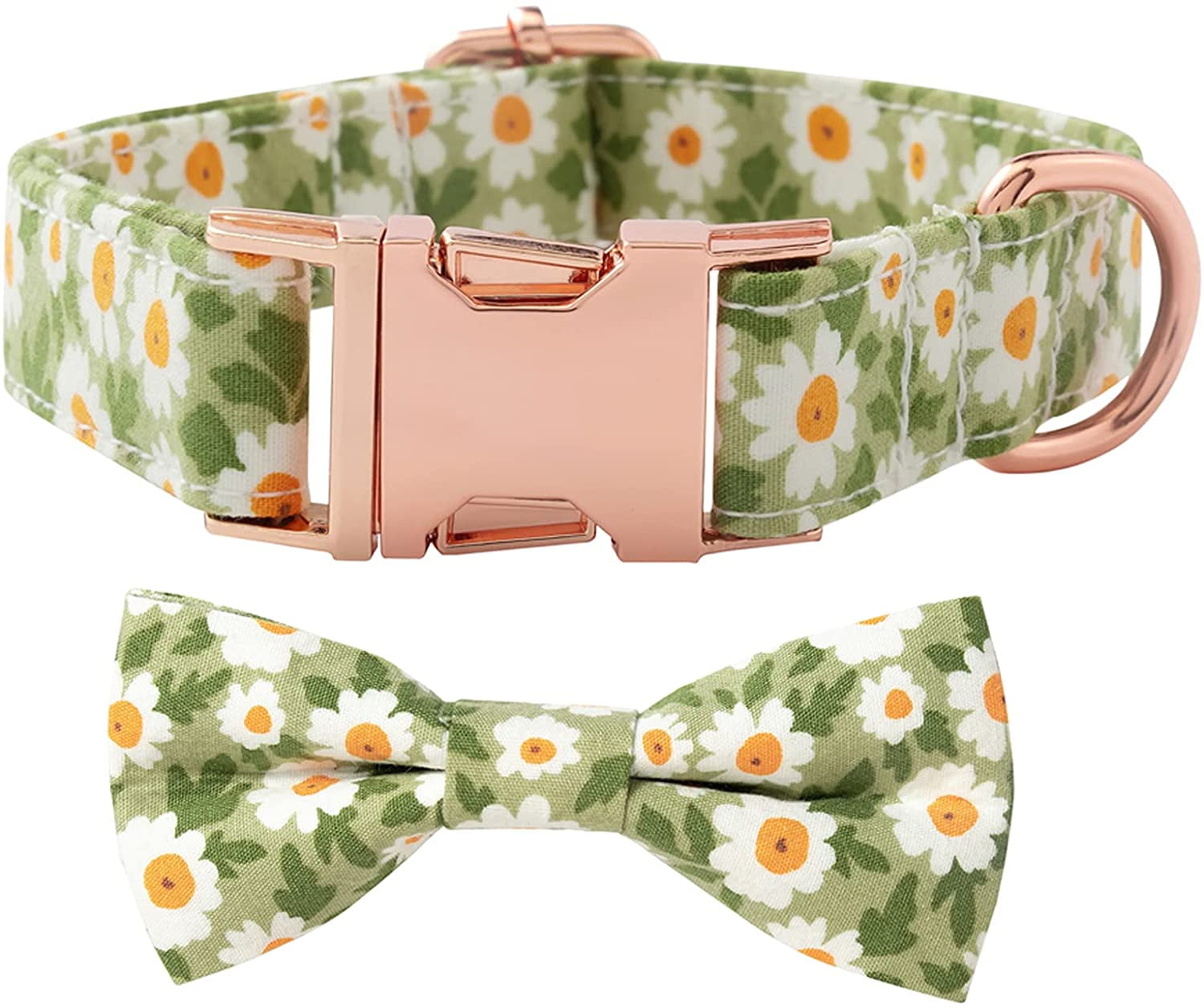 Bowtie Dog Collar Female, Bow Tie Floral Girl Dogs Collars, Adjustable Soft  For Small Medium Large Cats, Cute Daisy Patterns Comfortable Cotton Collars  With Metal Buckle, Durable Pet Puppy Gift Pink 