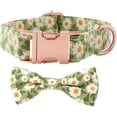 thumbnail image 1 of Bowtie Dog Collar Female, Bow Tie Floral Girl Dogs Collars, Adjustable Soft for Small Medium Large Cats, Cute Daisy Patterns Comfortable Cotton Collars with Metal Buckle, Durable Pet Puppy Gift Pink, 1 of 6