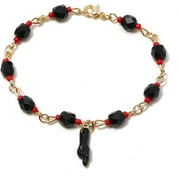 ZZSW Black Azabache Hand Figa Charm Stainless Steel Link Chain Necklace Bracelet for Women Men 18K Gold Plated Good Luck Kabbalah Evil Eye Amulet Bracelet Protection Jewelry