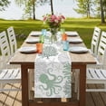 thumbnail image 4 of Sage Green Octopus Coastal 108 Inch Table Runner, Nautical Coral Starfish Farmhouse Dresser Scarf Cotton & Linen Tablerunner for Dining/Kitchen Island/Holiday Party Décor 13" x 108", 4 of 9