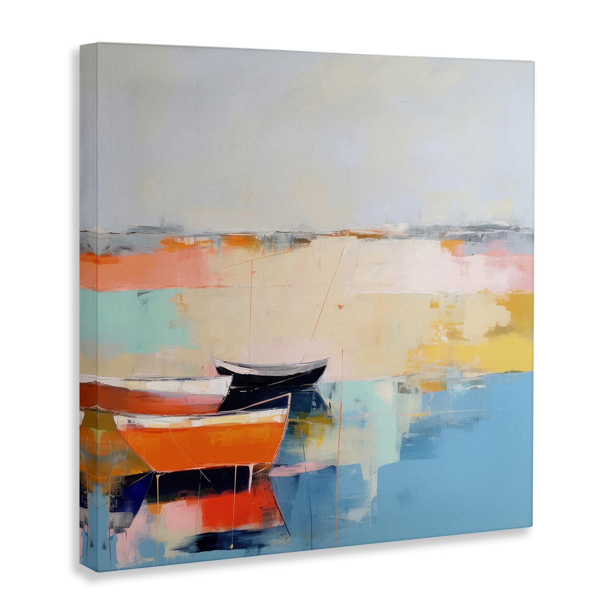 Stupell Industries Vivid Boat Abstraction Transportation Painting Gallery Wrapped Canvas Art Print Wall Art, 30 x 30