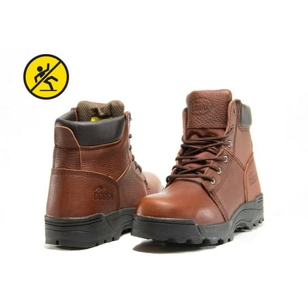 

Cobra Men s Work Boot Soft Toe Genuine Leather C1121 Brown Goodyear Welt