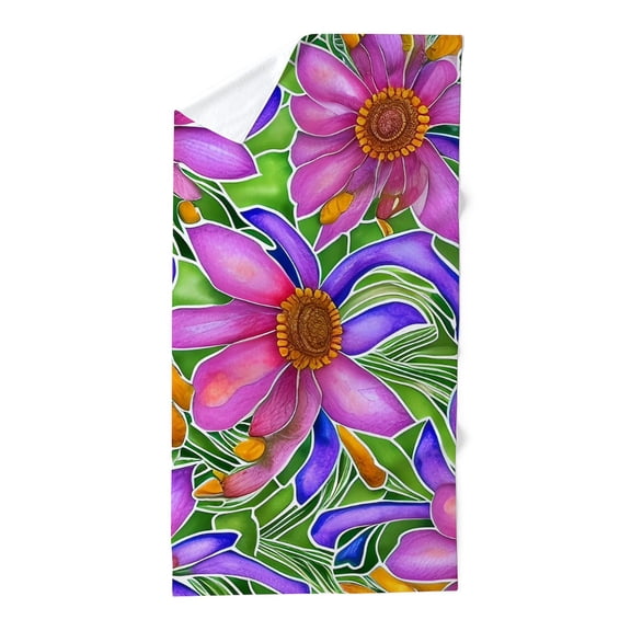 CafePress - Watercolor Pink And Blue Lilies - Large Beach Towel, Soft 30"x60" Towel with Unique Design