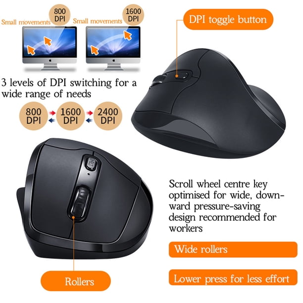 Wireless Mouse Ergonomic Left-handed Mouse Fast Scrolling USB Receiver ...