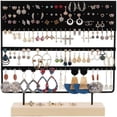 thumbnail image 4 of CHAO Organizador de joyas, 144 agujeros (negro) con base de madera, soporte para pendientes colgantes, 4 of 5