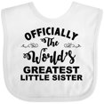 thumbnail image 3 of Inktastic Officially the World's Greatest Little Sister Girls Baby Bib, 3 of 4