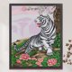 thumbnail image 3 of Hilo de bordar de algodón ecológico completo Wdftyju punto de cruz tigre impreso 11CT 52x65cm blanco, 3 of 9