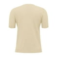 thumbnail image 6 of DondPO Women's T-Shirts Women's Round Neck Short Sleeved Loose T Shirt with A Knit Bottom Short top Shirts for Women Womens tops Beige L, 6 of 9