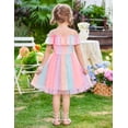 thumbnail image 4 of Oudiya Toddler Girl Tulle Dress Off Shoulder Sequin Summer Dresses Flutter Formal Birthday Party Princess Dress for Kids 1-6Y, 4 of 5