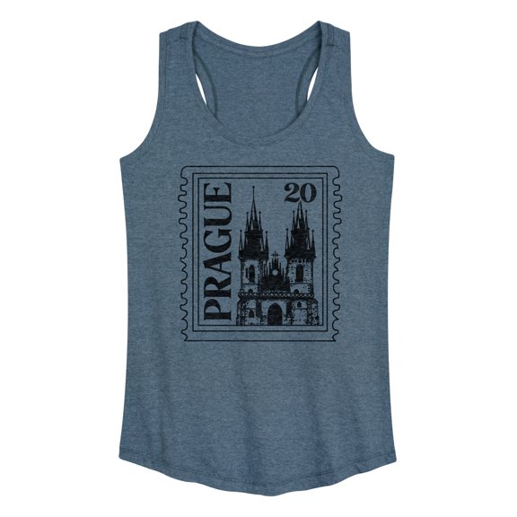 Instant Message - Prague Postage Stamp - Women's Racerback Tank Top