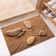 thumbnail image 1 of 4 piezas de calcomanías de pared con huellas de playa, calcomanías removibles, huellas de playa 3D, decoración de pasta para piso de dormitorio, sala de estar, decoración del hogar, baño, cocina, puer, 1 of 5