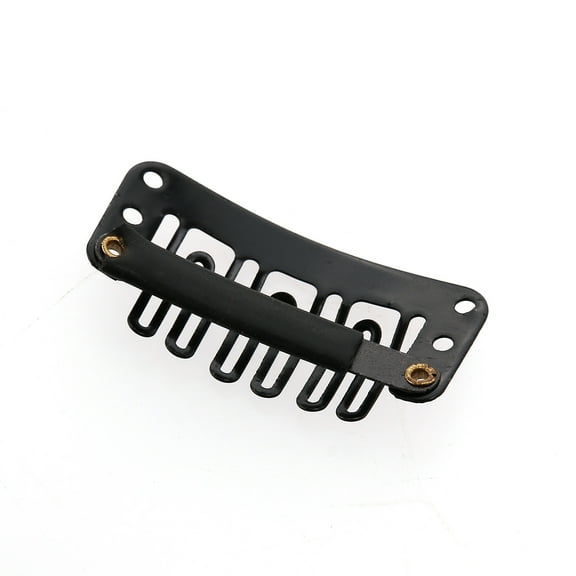 UEETEK 20Pcs Metal 6 Teeth Snap Comb Wig Clips with Rubber Grip for Hair Extensions Black