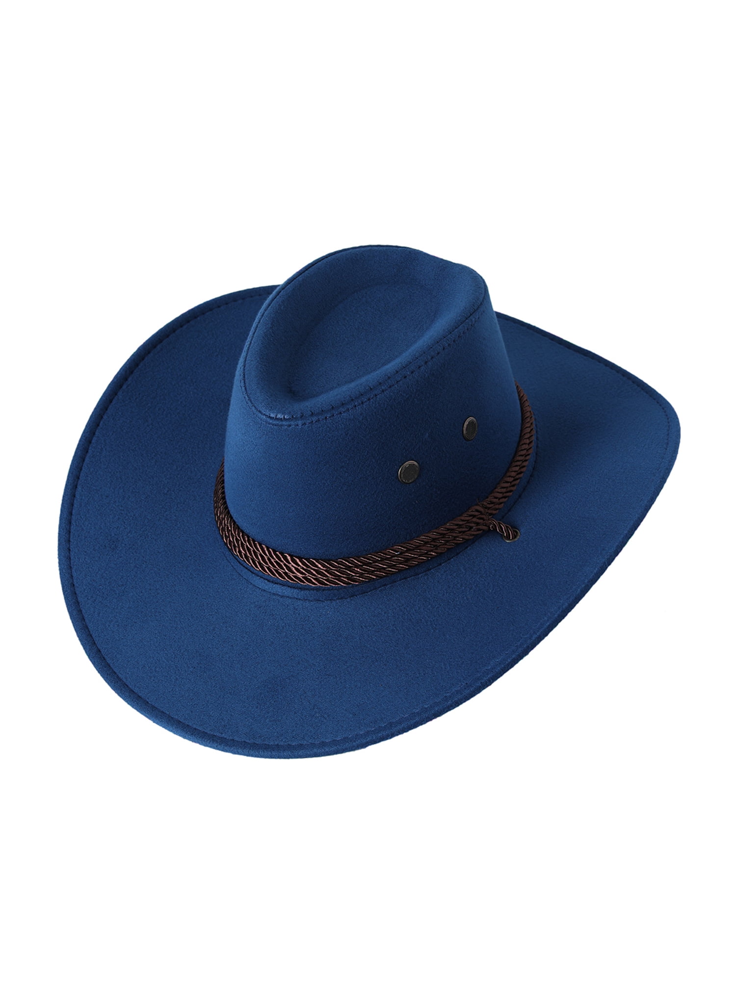 SUNSIOM Mens Faux Felt Western Cowboy Hat Fedora Outdoor Wide Brim Hat