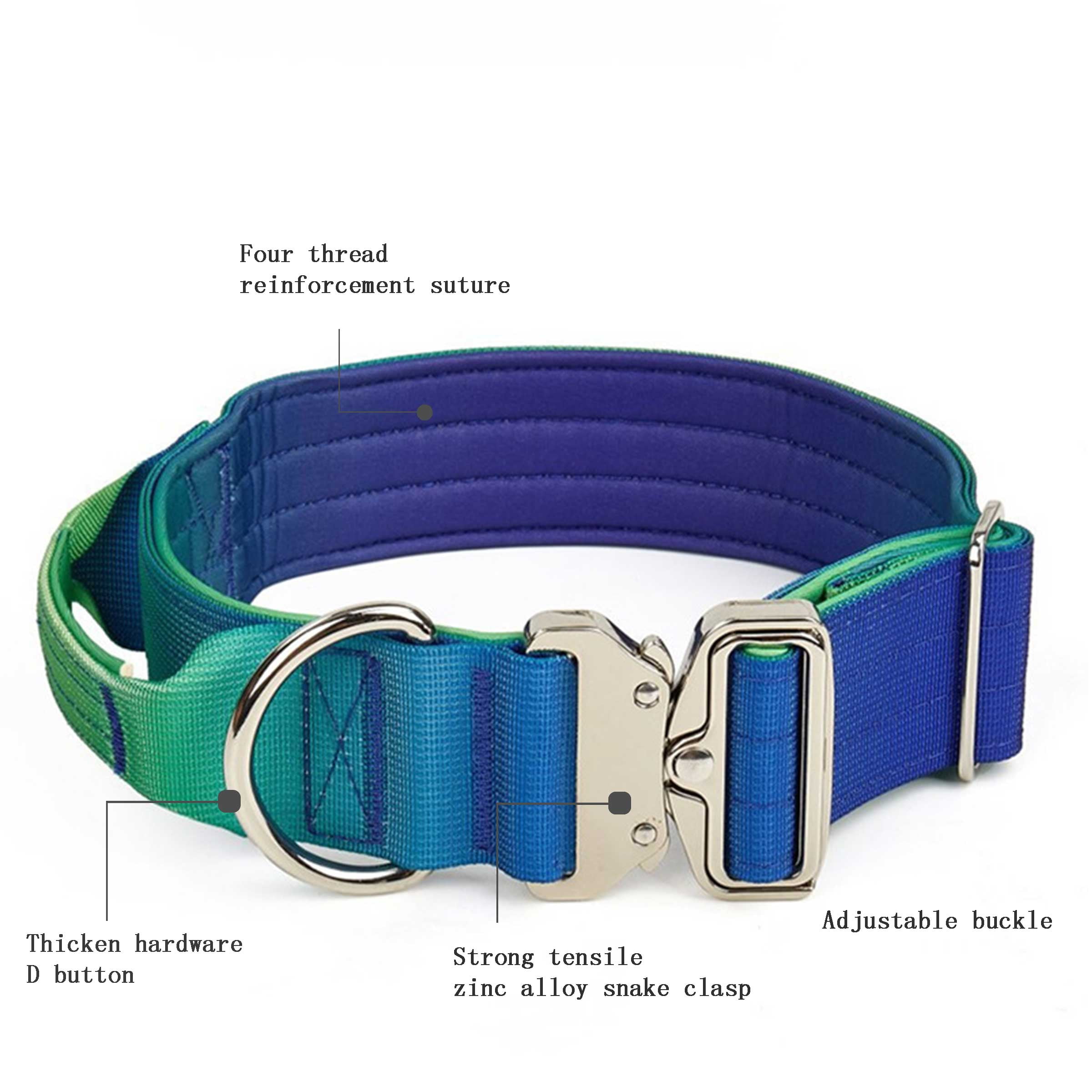 Comfort Control Tactical Triple Layer Dog Collar, Gradient Blue Green, M