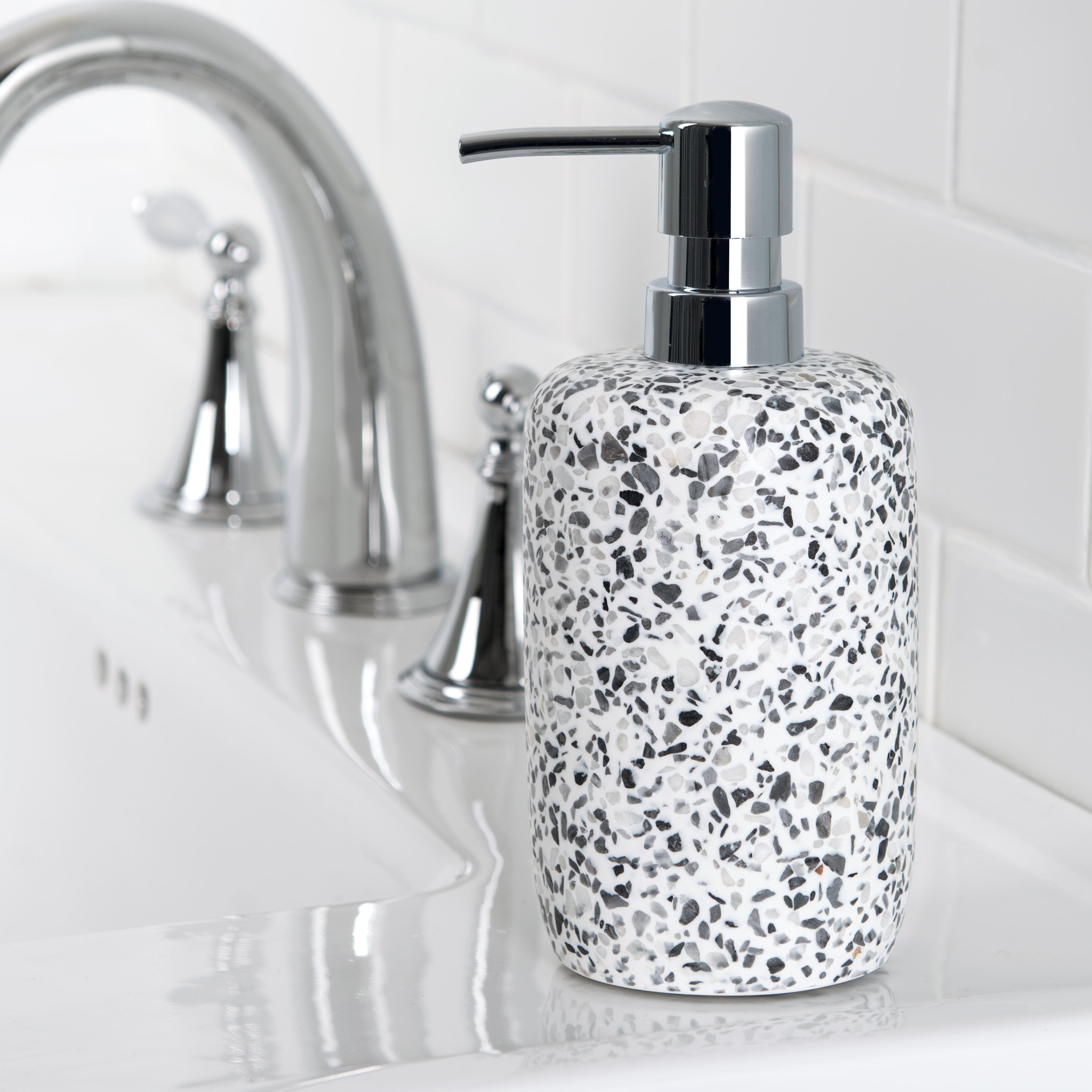 Better Homes & Gardens Resin Terrazzo Lotion Pump in Greys
