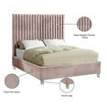 thumbnail image 4 of Meridian Furniture Candace Solid Wood Tufted Velvet Queen Bed in Pink, 4 of 5