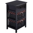 thumbnail image 2 of Gymax 3-Tiers 1-Drawer Black Nightstand Bedroom Storage Wood 2 Baskets, 2 of 7