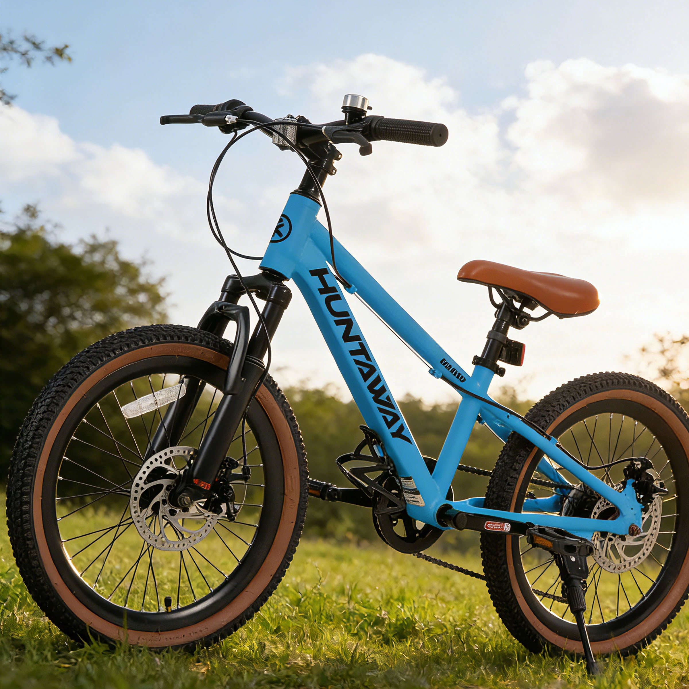 KEANO Huntaway 20 Inch Kids Mountain Bike for Boys Girls Ages 7-10, 7-Speed Kid Bicycle with Lightweight Alloy Frame, Dual Disc Brakes, Blue