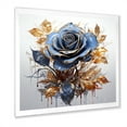 thumbnail image 2 of Designart "Gold and Blue Rose in Glass IV" Floral Framed Wall Art Decor - Traditional Blue Rose Hallway Framed Wall Art Decor, 2 of 6
