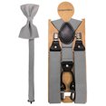 thumbnail image 4 of KAMBERFT Men's Silver Gray 1.4 inch Wide Adjustable Y-Back Suspenders, 2-Piece Set with Pre-Tied Bow Tie, 4 of 5
