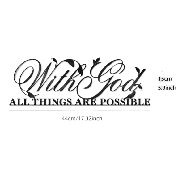 Inspirational Metal Wall Art – “With God All Things Are Possible” Scripture Quote Sign, Christian Home Decoration Gift