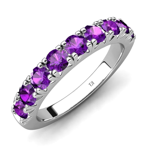 TriJewels 0.72 ctw Amethyst (3.00 mm) 9 Stone Wedding Band in 10K Gold