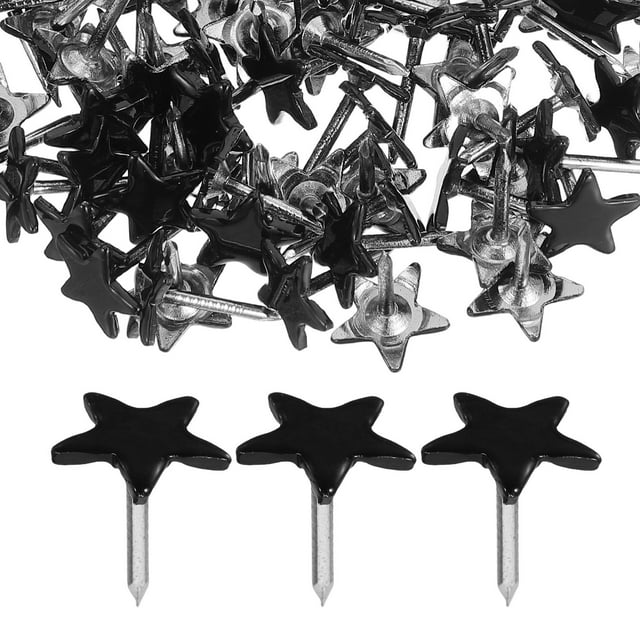 FONDOTIN 100Pcs Star Shape Flat Head Metal Push Pins for Bulletin Board Office Use and Reusable