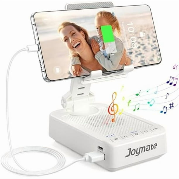 wonima11 Gifts for Men Women, Bluetooth Speaker Phone Stand with Charging Function 360° Rotable Adjustable Cell Phone Holder HD Surround Sound for Desk Fits All Phones,Tablet (White)