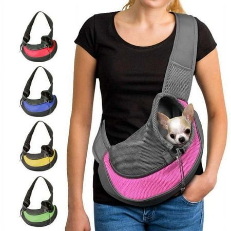 Pet Dog Sling Carrier  Breathable Mesh Portable Travel Safe Pet Sling Shoulder Bag Carrier with Adjustable Non-Slip Shoulder Strap for Small Dogs Cats Puppy C