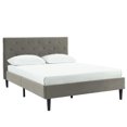 thumbnail image 1 of Velvet 60" Queen Platform Bed in Grey, 1 of 8
