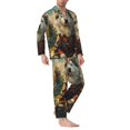 thumbnail image 2 of Naloa Forest Maple Leaf Husky Men’s Pajamas Set - Long Sleeve Button Down Sleep Shirt and Pajama Bottoms Sleepwear Set-Large, 2 of 7