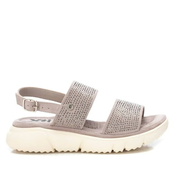 Women's Flat Suede Sandals By XTI_141243_Open Grey