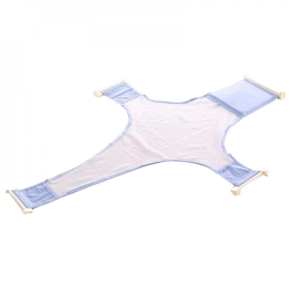 Big Clearance!!Newborn Infant Bath Net Safety Bathtub Seat Support Net Cross Shape Adjustable Mat Pad Baby Toddle Shower Cradle Cotton (Color : Blue)